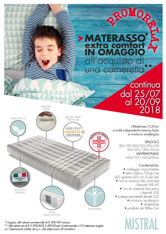 MATERASSO IN OMAGGIO extra comfort all’acquisto di una cameretta – l’iniziativa continua per tutta l’estate!